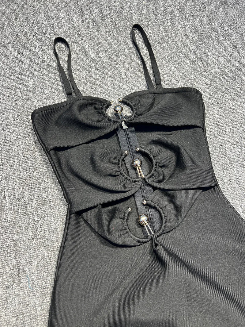 Black Sexy Hollow Out Bandage Prom Bodycon Bandage Dress Sexy Sleeveless Brown Runway Cocktail Celebrity Evening Party Dress