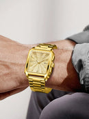 LIGE Gold Stainless Steel Men Watches Quartz Waterproof Luminous Male Clock Business Sport Mens Watch Luxury Calendar Man Watch