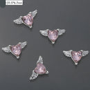 10Pcs Pink Metal Gem Zircon Nail Art Charm 3D Luxurious Heart Ribbon Cross Starlight Nail Decoration DIY Zircon Nail Accessories