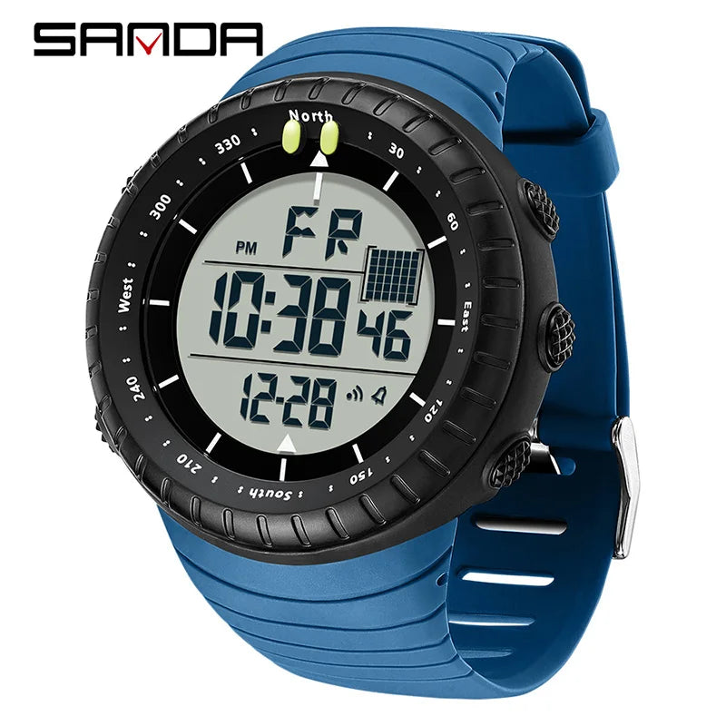 SANDA Men's Electronic Watch Outdoor Sports LED Analog Digital Alarm Clock Chronograph Multifunction Waterproof Men's Wristwatch