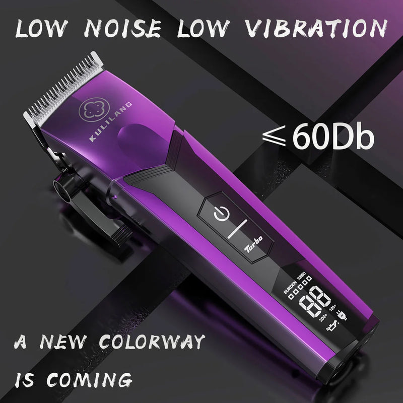 Cortadora de pelo eléctrica profesional KULILANG R77F con cabezal de aceite degradado, color morado, cuchilla FADE chapada en titanio, 7200 rpm, para peluquería