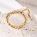 Simple Chain Bracelet for Women, 18k Gold Plated  Stainless Steel Link Adjustable