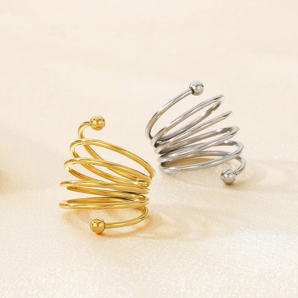 Simple Multilayer Large Rings For Women Girl Gold Silver Color Stainless Steel Women's Ring Party Engagement Jewelry Gifts