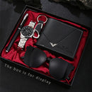 5 pieces/set of men's watches Fashionable, handsome and casual watch watch set + glasses + wallet birthday gift set