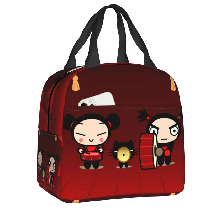 Cartoon Anime Pucca Lunch Bag Women Cooler Warm Thermal Insulated Lunch Box for Work School Office Picnic Food Tote Bags