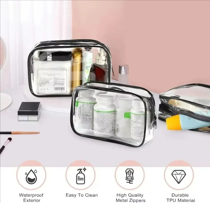Transparent Cosmetic Bag PVC Women Zipper Clear Makeup Bags Beauty Case Travel Make Up Organizer Storage Bath Toiletry Wash Bag