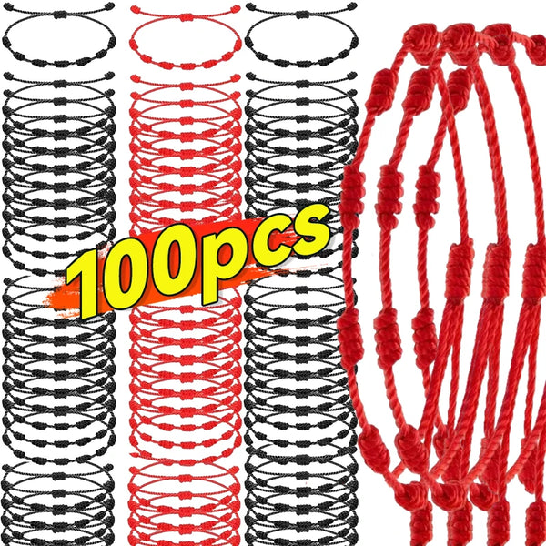 Handmade 7 Knots Red String Bracelet For Couple Protection Good Luck Amulet for Success Rope Braided Bracelet Jewelry Gifts