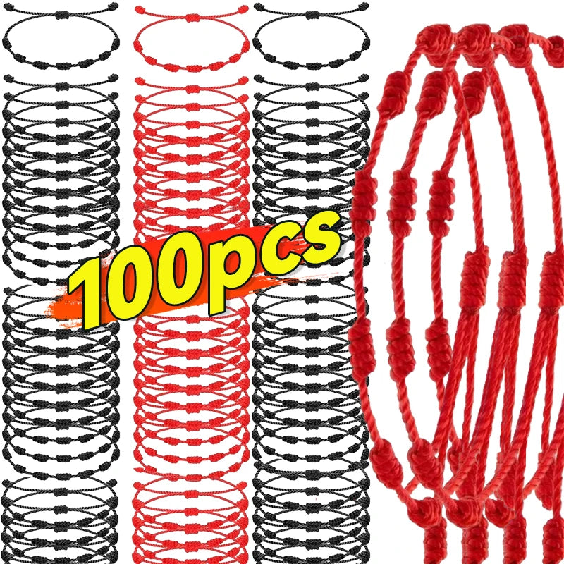 Handmade 7 Knots Red String Bracelet For Couple Protection Good Luck Amulet for Success Rope Braided Bracelet Jewelry Gifts