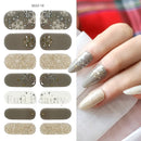 Gel Nail Stickers Lacquer Strips Full Cover Adhesive Slider Wraps With Line Foil Design Sanding File Nail Art Accessories LAJX22