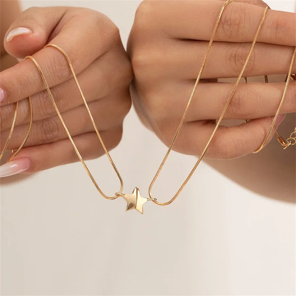 Magnetic Attract Star Pendant Snake Chain Necklace For Women Men Valentine's Day Taichi Heart Butterfly Choker Best Friend Gifts
