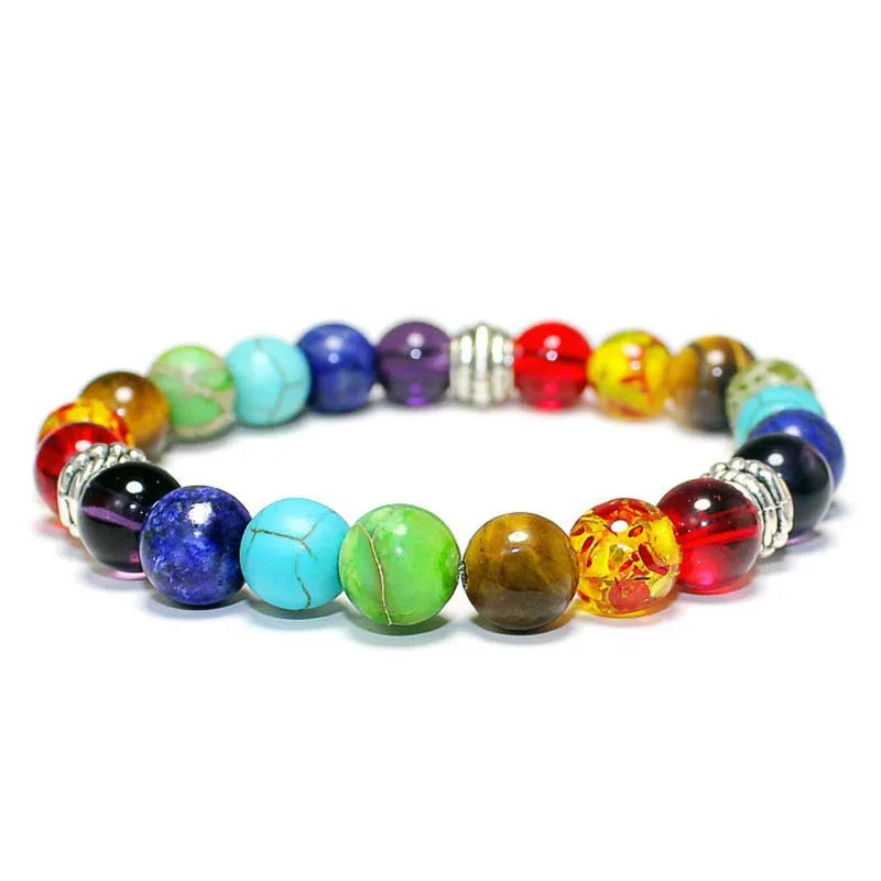 Fashion 7 Chakra Beads Bracelet Natural Stone Black Rope Braided Yoga Reiki Healing Balance Bracelets & Bangles Meditation Gift