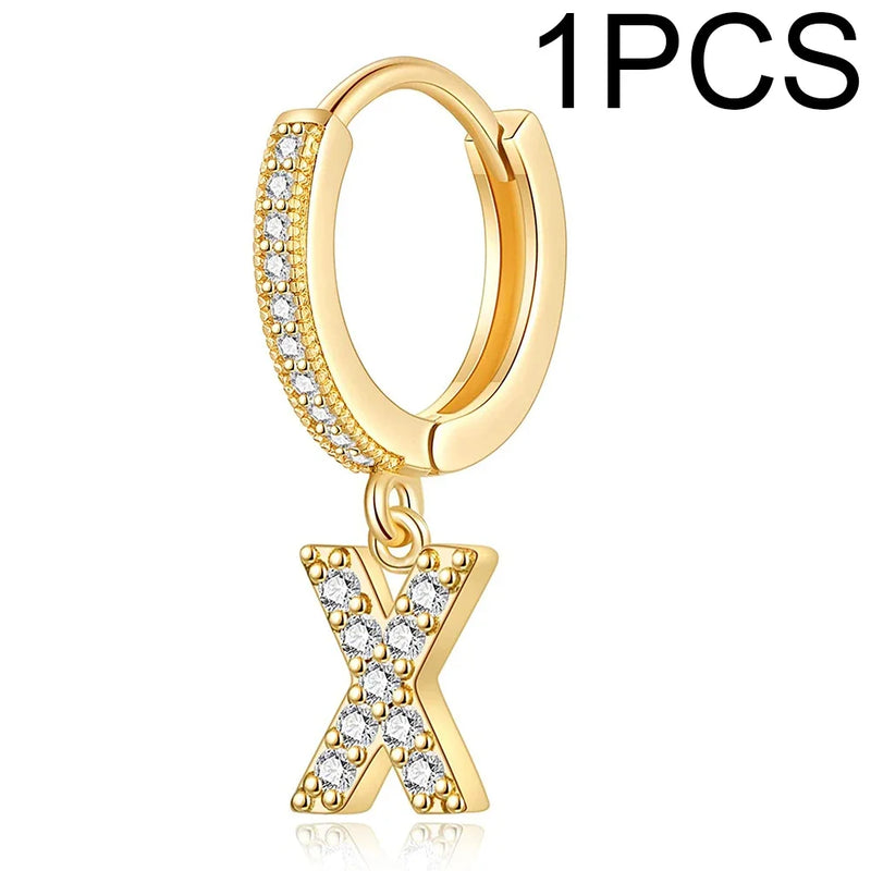A-Z Letters Initial pendant earrings Hoop Earrings men Golden Color Jewelry Earring Aretes Alphabet name earrings women 1pcs