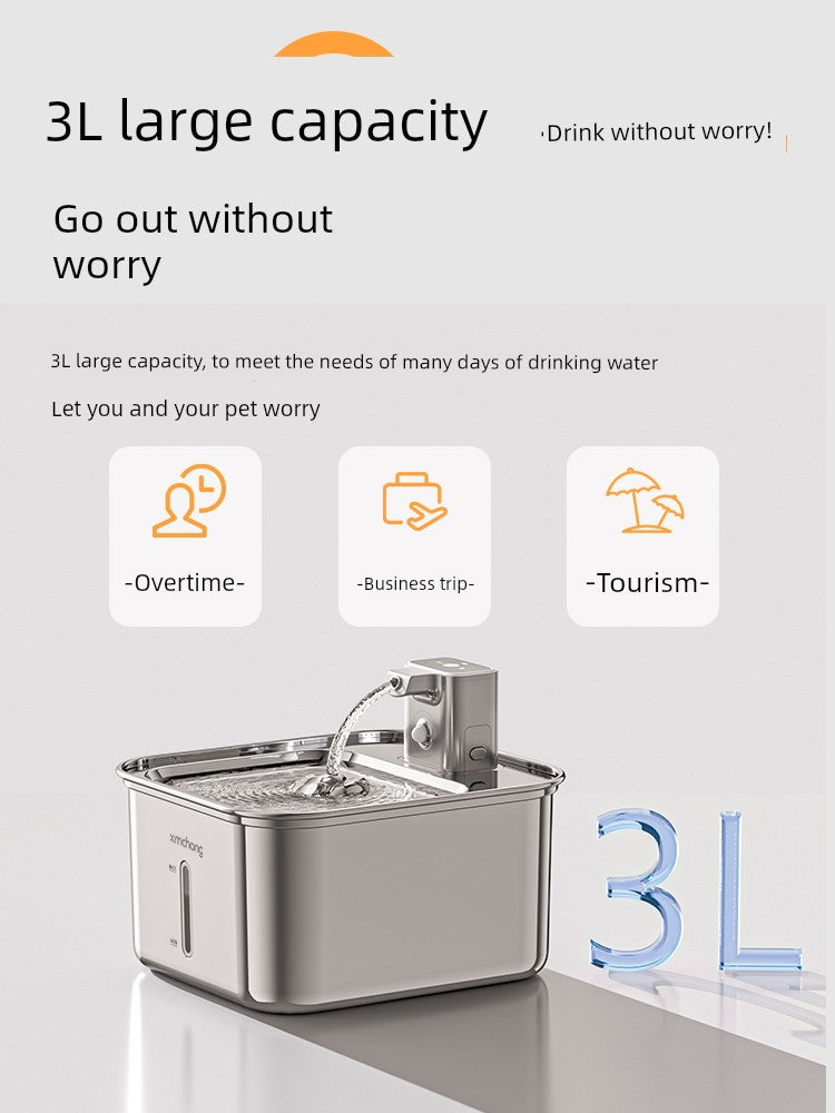 Small Magic Pet Stainless Steel Wireless Automatic Cat Water Fountain