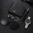 5 pieces/set of men's watches Fashionable, handsome and casual watch watch set + glasses + wallet birthday gift set