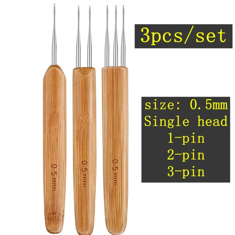 1pc Wood Plastic Crochet Braid Needle Feather Hair Extension Tools Wig Hook Needle Threader Knitting Hair Crochet Needles 7type