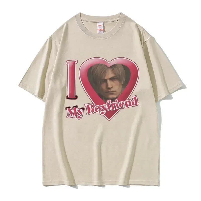 I Love My Boyfriend Leon S Kennedy Graphic T-shirt Women's Harajuku Cool Fashion T-shirt Women's Extra Large T-shirt