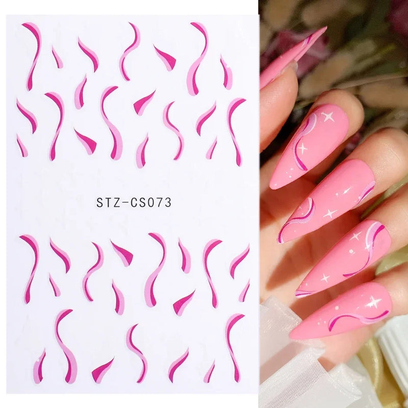 3D Snake Laser Stickers for Manicure Black Gold Abstract Leaves Luxury Nail Art Adhesive Slider Polish Decor Decals SASW-SJ