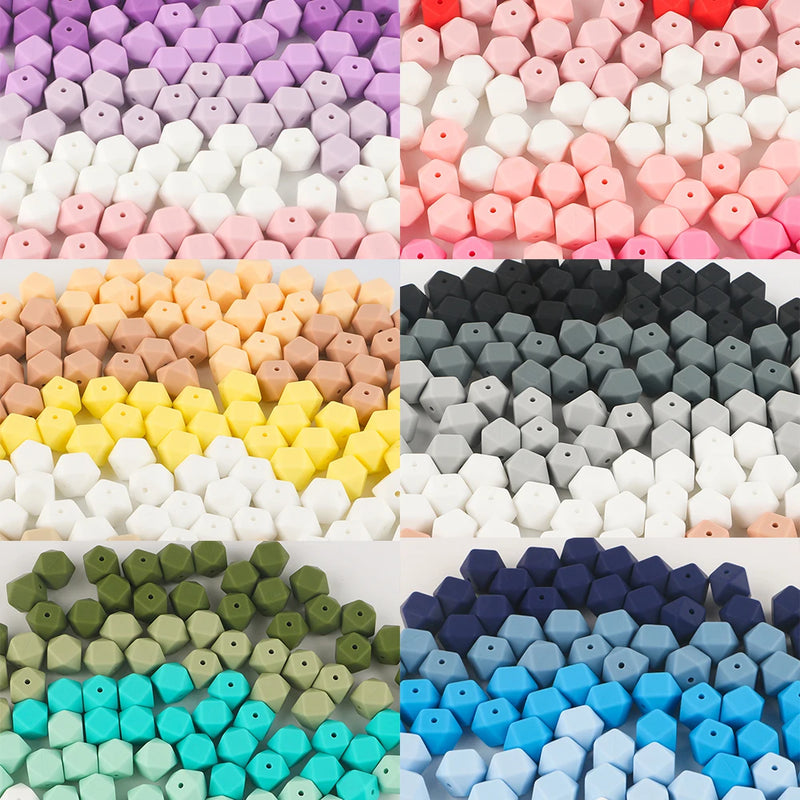 Kovict 14/17mm 10pcs Hexagon Silicone Beads For Jewelry Making Silicone Bead To Make Bracelets Necklace Making Accessories