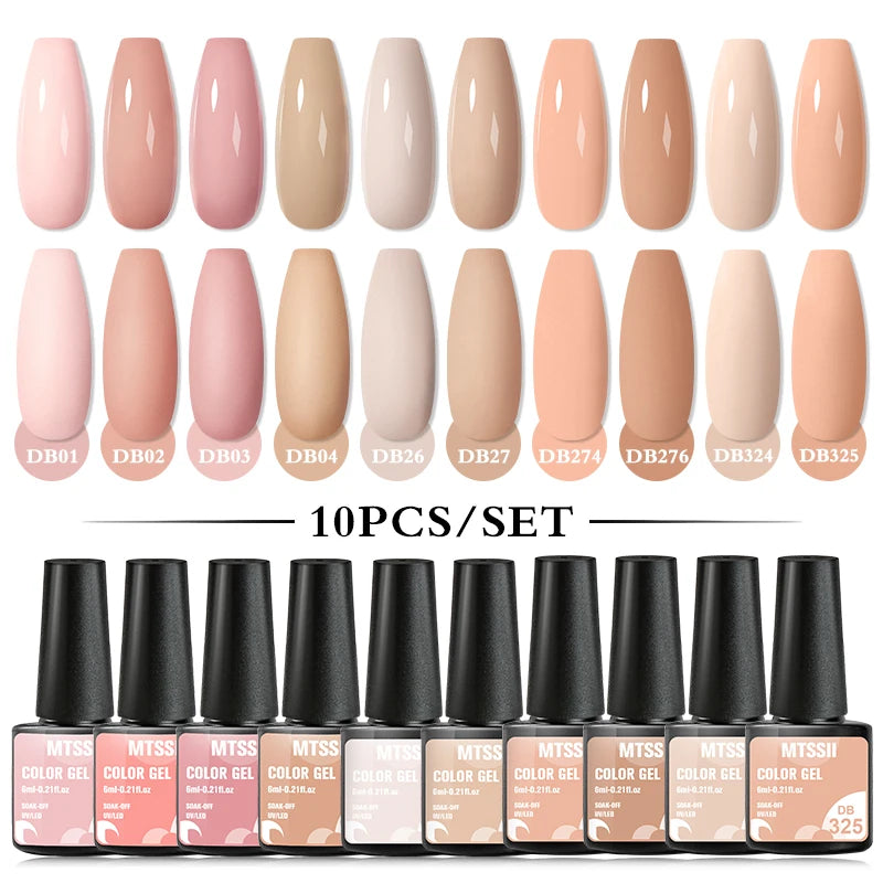 Mtssii 10PCS Reflective Gel Nail Polish Set Fluorescent Glitter Semi Permanent Hybrid Gel Varnish Soak Off UV Lamp For Manicure