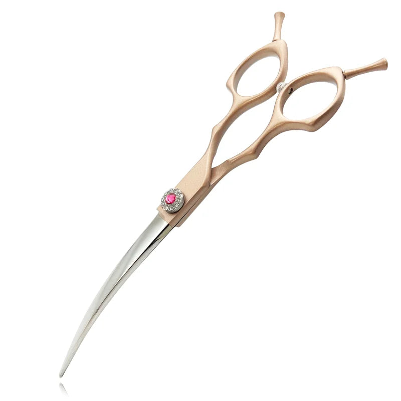 Professional Curved Dog Grooming Scissors 440C Stainless Steel Pet Cutting Shears Safety Trimming For Dogs Cats