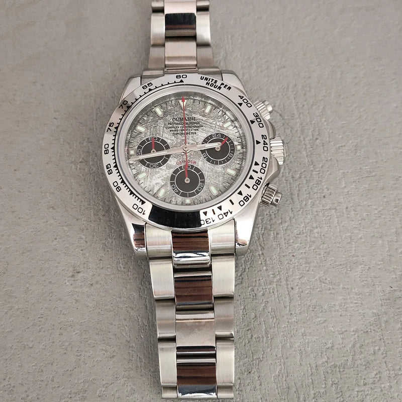 Luxury 39.3mm quartz Chronograph Business Watch Men's VK63 Sport Sapphire Glass Meteorite dial Ceramic bezel vk63 watch