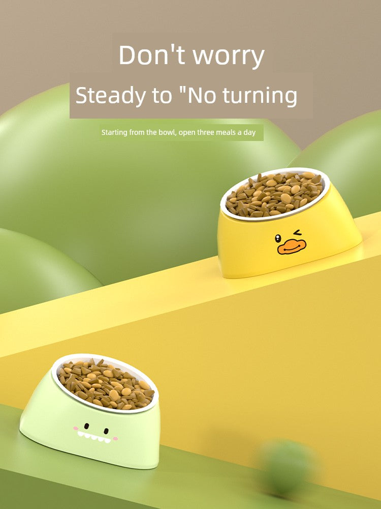 Drinking Water Integrated Oblique Mouth Neck Protection Automatic Anti-Tumble Cat Bowl