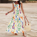 Summer Holiday Dress Women Casual Sleeveless A-Line Party Long Dress Boho Casual Sleeveless Party Dress 2024