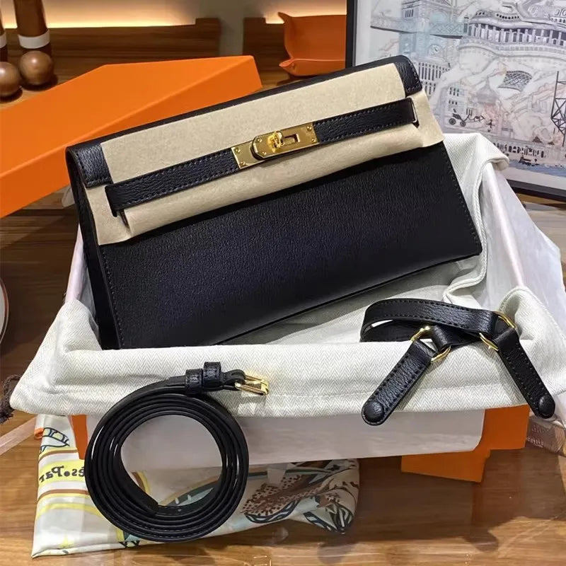 Goat Pattern Genuine Leather Underarm Bag Women's Shoulder Bag 2024 New Cowhide High-Grade Messenger Bag