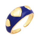 Heart Enamel Ring, Neon Pink Orange Turquoise Blue Pendant Oil Dropped, Sweet Romantic Party Jewelry Wholesale P33