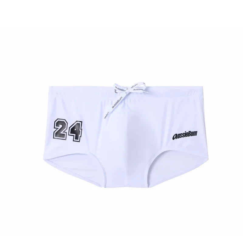New low-rise boxer swimming trunks seaside printed letters sports casual quick-drying men's swimming trunks