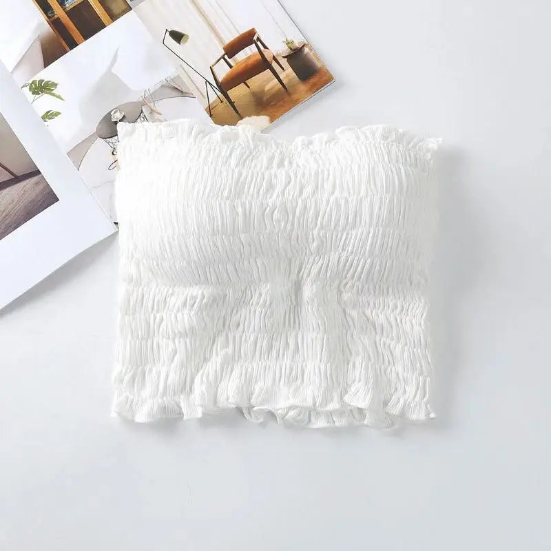 Hikigawa With Pleated Y2k Top Underwear Women Tube Tops Sexy Solid Spaghetti Straps Backless Paded Camisole Tank Top Mujer