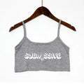 SUBMISSIVE Sexy Letters Print Women's Sexy Elastic Cotton Camis Sleeveless Short Sexy Crop Top Summer Tank Top Bar Women