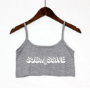 SUBMISSIVE Sexy Letters Print Women's Sexy Elastic Cotton Camis Sleeveless Short Sexy Crop Top Summer Tank Top Bar Women
