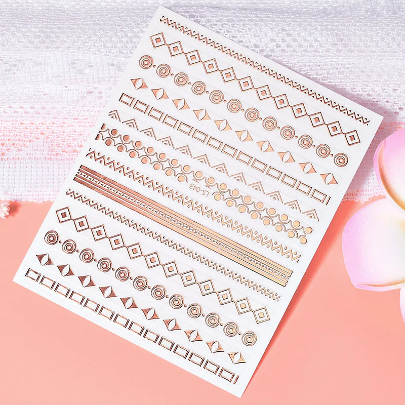 1 Pc Nail Strip Stickers Black/Gold/Rose Gold/Silver Metal Strip Tape Nail Art Adhesive DIY Foil Tips Nail Sticker Decals NK11