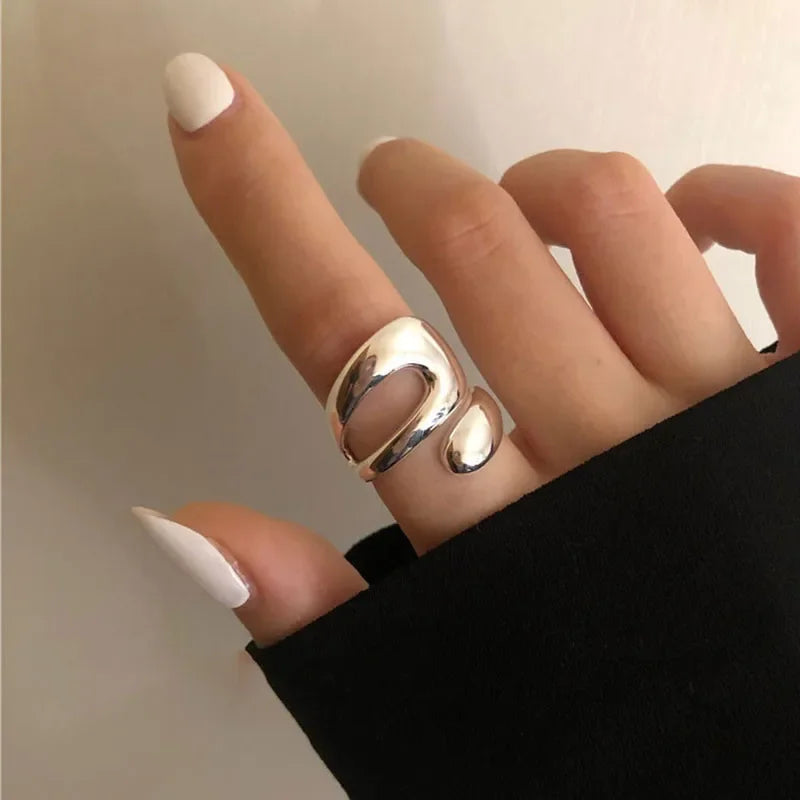 LATS New Fashion Designer Gold Silver Colour Water Drop Ring Woman Europe America Luxury Jewelry 2024 Trendy Accessories Gift
