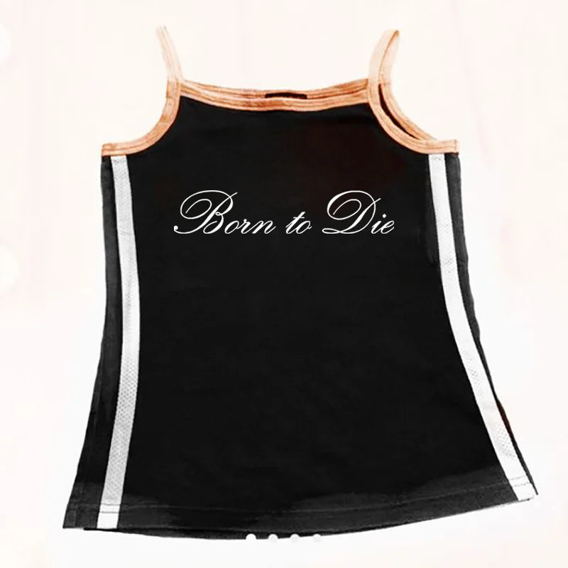 EMO Lace Y2k Tank Top Harajuku Letter Print Rock Goth Retro Crop top Streetwear Punk Sleeveless T-shirt Hiphop Spice Girls Sling