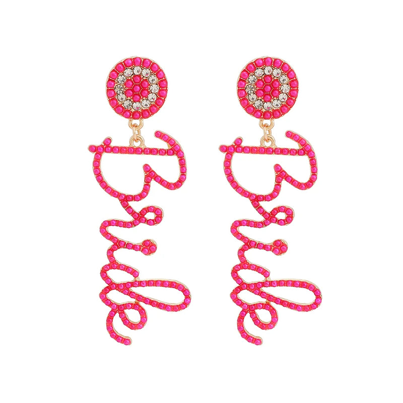 Pendientes largos con diseño de letras, nuevos y románticos, de moda, para mujer, de lujo, para novias, bodas y fiestas.