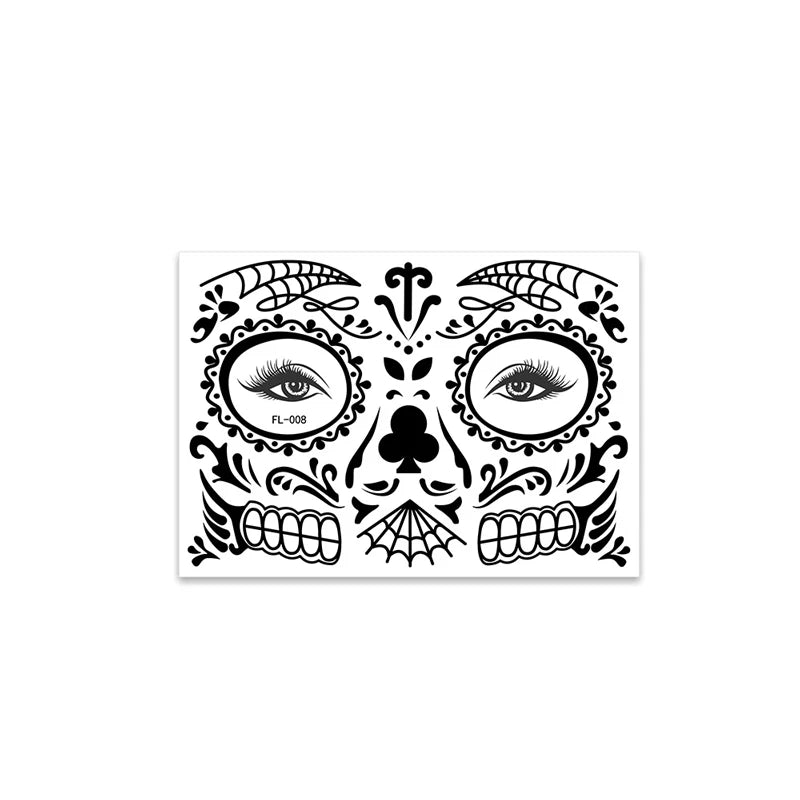 Face Festival Tattoo Costume Party Stickers Halloween Waterproof Temporary Tattoo Stickers Makeup Body Dress Up Decoration