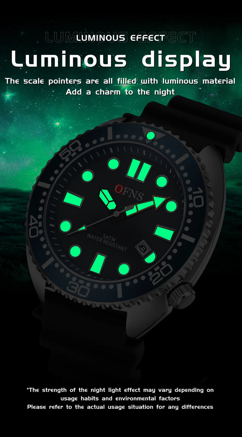 OFNS New Style Fashion 8033 Men's Quartz Watch Simple Fashion Waterproof Calendar Watch Casual Silicone Strap Watch Wristwatch