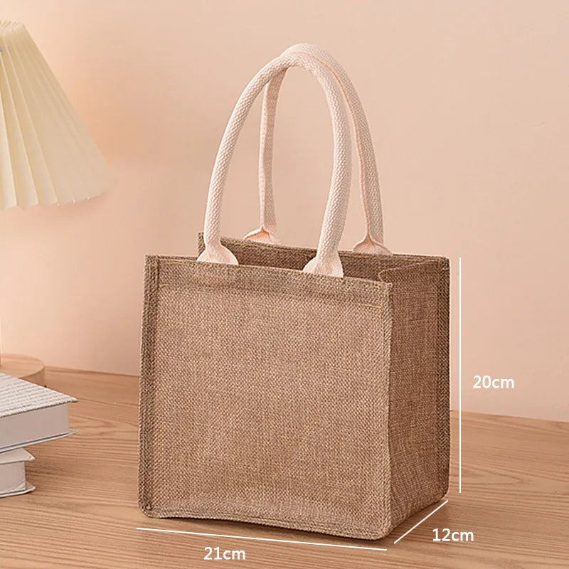 Linen bag Hand-painted cotton sacks Jute portable imitation sacks Linen bags Shopping bags Laminated bags