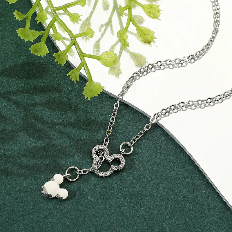 Disney Anime Mickey Mouse Necklace Kawaii Minnie Metal Pendant Cartoon Simple Necklace for Women Accessories Gifts