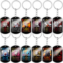 Stainless Steel Anime Keychain One Piece Luffy Ace Blackbeard Wanted Metal Key Holder Pendants Key Chains Souvenir Trinket Gift