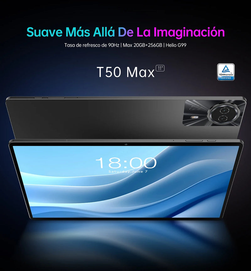 Teclast T50Max Android 14 Tablet 11 90Hz Refresh Rate Max 20GB RAM 256GB ROM Helio G99 CPU 8000mAh 18W Fast Charging 4G LTE GPS