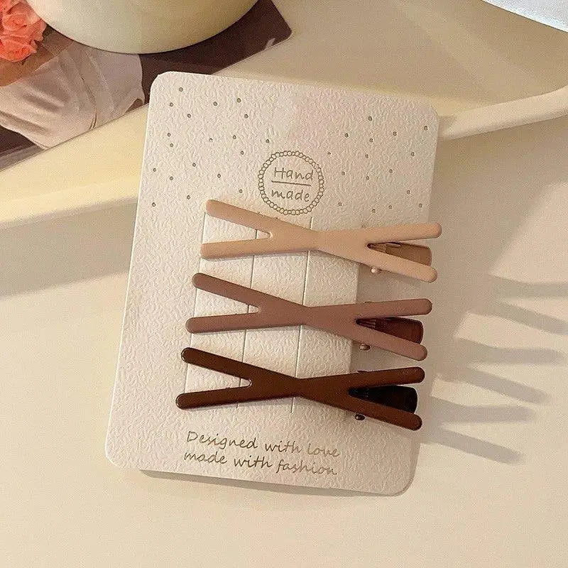 3Pcs/Set Women Girls solid Simplicity frosted Hair Clips Adult Alloy Barrettes Hairpins Female Fashion Hair Accessories