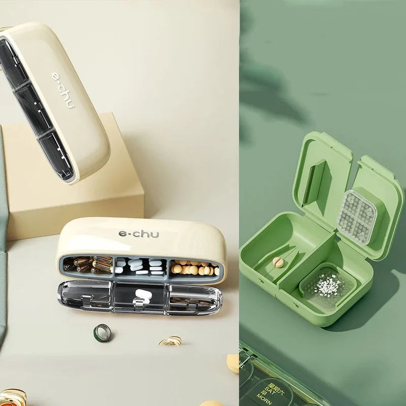 Portable Pill Organizer 3 Times A Day Pill Box Compartments Travel Pill Holder for Vitamins Medicines Small Pocket Medicine Case