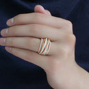 Huitan Luxury Trendy Cross Rings for Women Wedding Full Bling Iced Out Cubic Zircon Rings Statement Accessories Fashion Jewelry