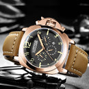 Automatic Watches for Men Mechanical Movement Genuine Brown Leather Multifunction Yellow Green Rose Gold Reloj Hombre Baratos