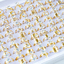 10Pcs/Lot Fashion Classic Rhinestone Stainless Steel Rings For Women Simple Shiny Colorful Finger Jewelry Wedding Party Gifts