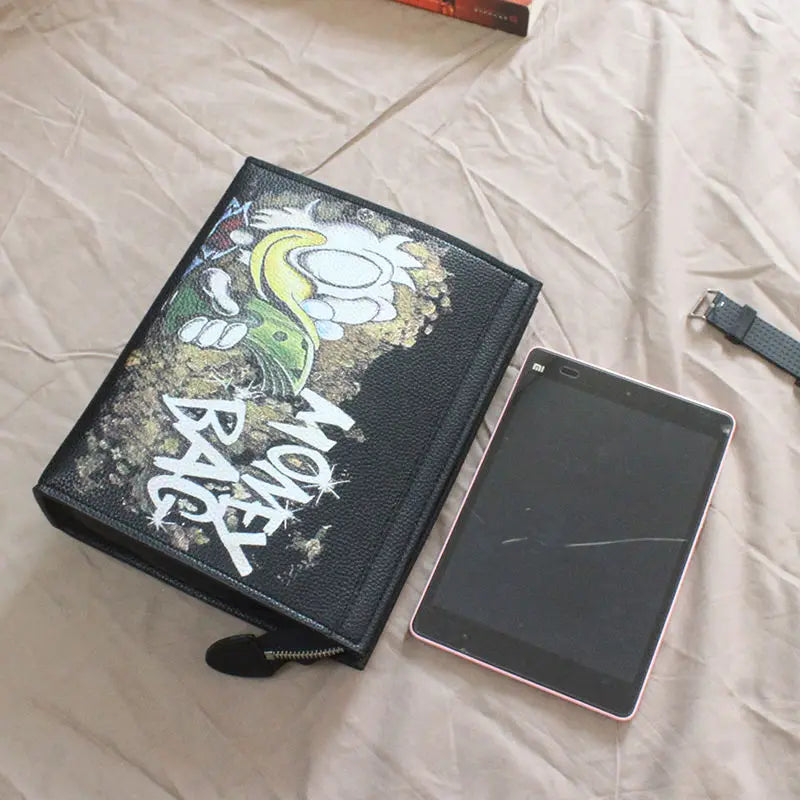 MINISO Disney Donald Duck Handbag Graffiti Clutch Bag Men and Women Pu Wallet Bag 2023 New Coin Purse