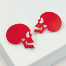 KUGUYS Halloween Skull Stud Earrings For Women Black White Red Acrylic Fall Jewellery Accessories for Horror Party